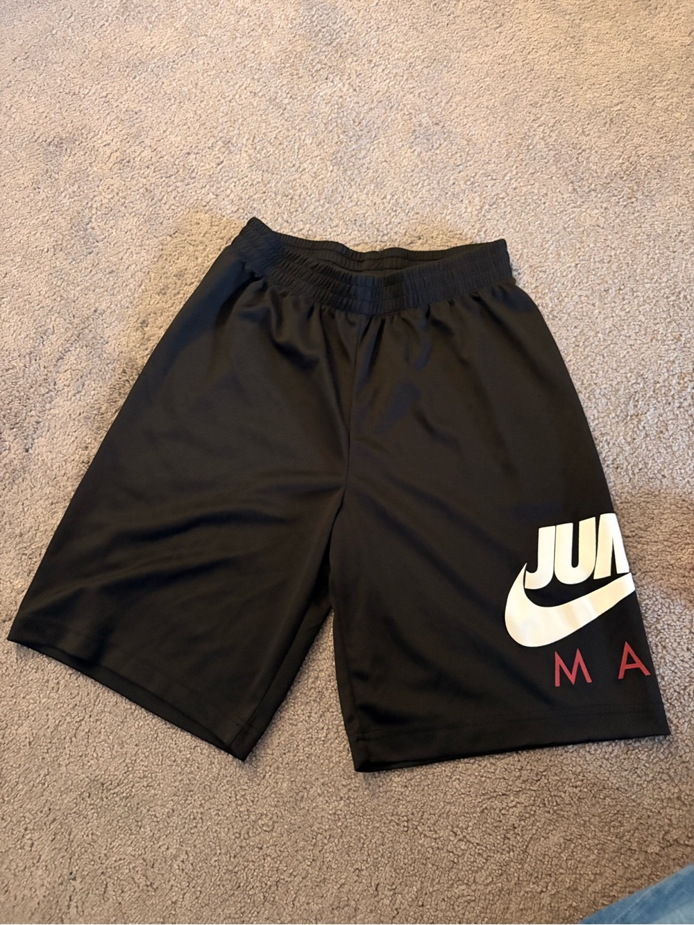 Jordan Boys Black Athletic Shorts with White Logo